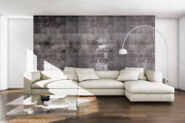 modern parlak iç mekan 3D resimleme