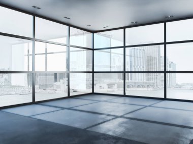 modern parlak iç mekan 3D resimleme