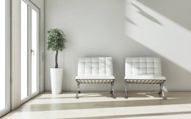 modern parlak iç mekan 3D resimleme