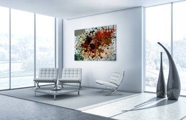 modern parlak iç mekan 3D resimleme