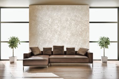 modern parlak iç mekan 3D resimleme