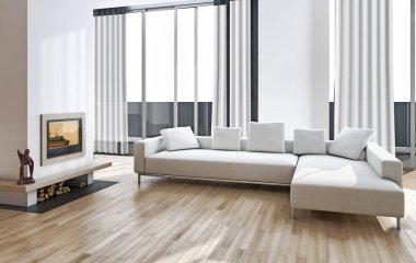 modern parlak iç mekan 3D resimleme