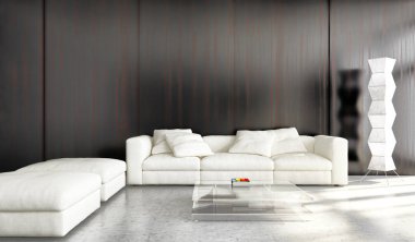 modern parlak iç mekan 3D resimleme