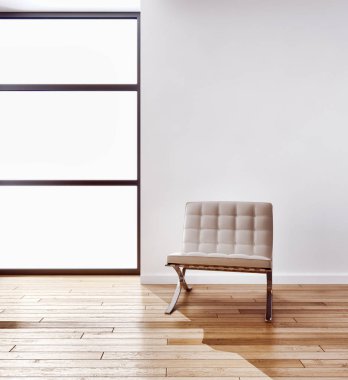 modern parlak iç mekan 3D resimleme