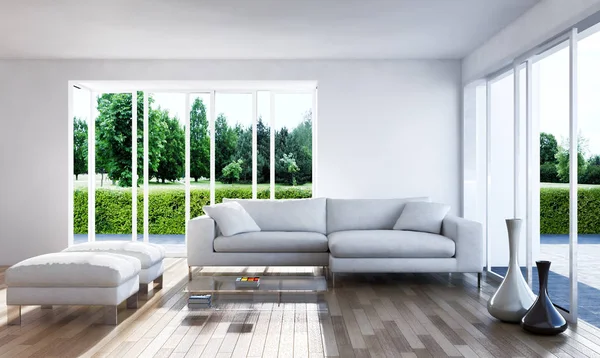 Ilustrasi render 3d interior terang modern — Stok Foto