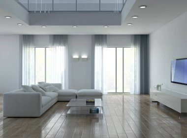 modern parlak iç mekan 3D resimleme