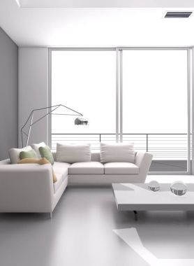modern parlak iç mekan 3D resimleme