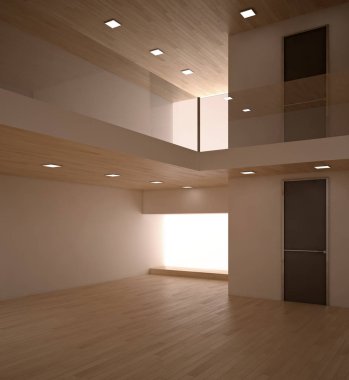 modern parlak iç mekan 3D resimleme