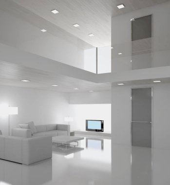modern parlak iç mekan 3D resimleme