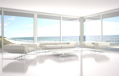 modern parlak iç mekan 3D resimleme
