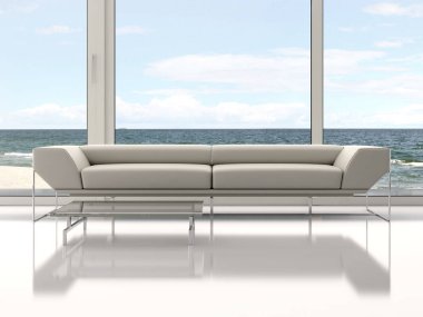 modern parlak iç mekan 3D resimleme