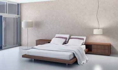 modern parlak iç mekan 3D resimleme