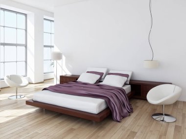 modern parlak iç mekan 3D resimleme