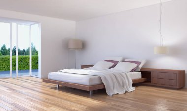 modern parlak iç mekan 3D resimleme