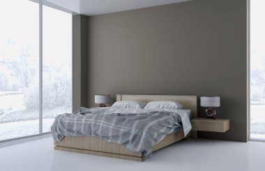 modern parlak iç mekan 3D resimleme