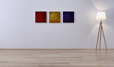 modern parlak iç mekan 3D resimleme