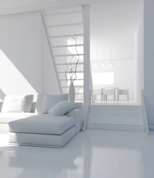 Ilustrasi render 3d interior terang modern — Stok Foto