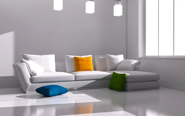 Modern bright interiors 3D rendering illustration — Stock Photo, Image