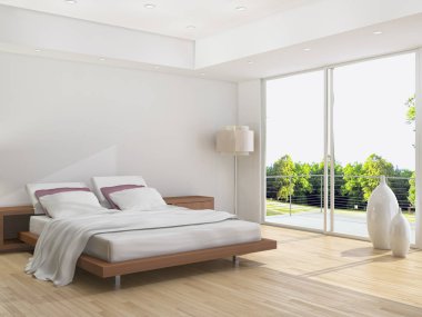 modern parlak iç mekan 3D resimleme