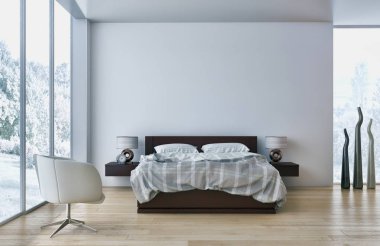 modern parlak iç mekan 3D resimleme