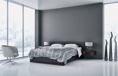 modern parlak iç mekan 3D resimleme