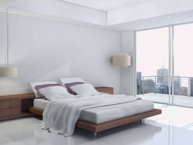 modern parlak iç mekan 3D resimleme