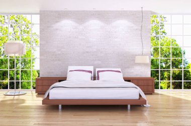 modern parlak iç mekan 3D resimleme