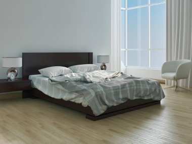 modern parlak iç mekan 3D resimleme