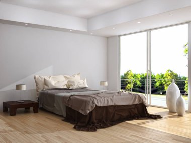 modern parlak iç mekan 3D resimleme