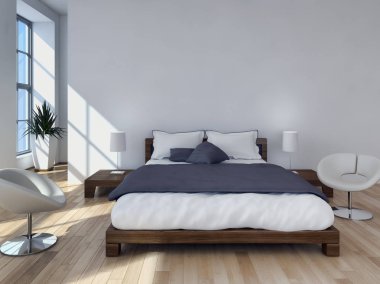 modern parlak iç mekan 3D resimleme