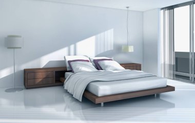 modern parlak iç mekan 3D resimleme