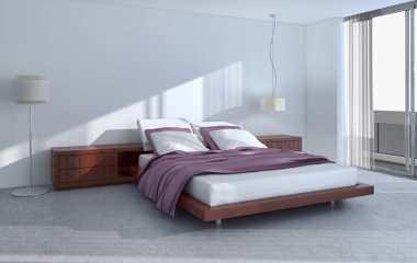 modern parlak iç mekan 3D resimleme