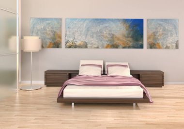 modern parlak iç mekan 3D resimleme