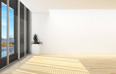 modern parlak iç mekan 3D resimleme