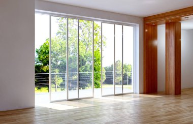 modern parlak iç mekan 3D resimleme