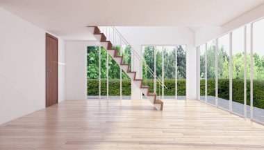 modern parlak iç mekan 3D resimleme