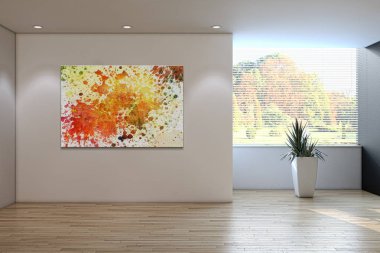 modern parlak iç mekan 3D resimleme