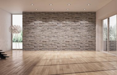modern parlak iç mekan 3D resimleme