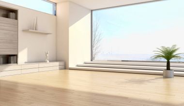 modern parlak iç mekan 3D resimleme