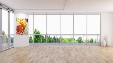 modern parlak iç mekan 3D resimleme