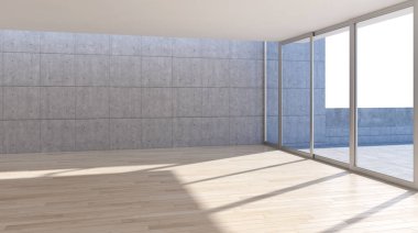 modern parlak iç mekan 3D resimleme