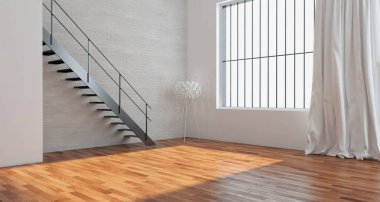 modern parlak iç mekan 3D resimleme