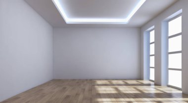 modern parlak iç mekan 3D resimleme