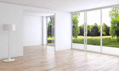 modern parlak iç mekan 3D resimleme