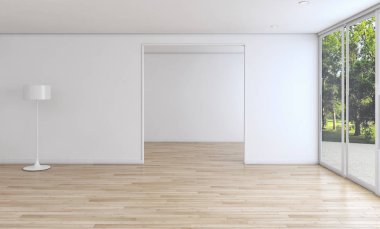 modern parlak iç mekan 3D resimleme