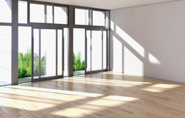 modern parlak iç mekan 3D resimleme