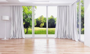 modern parlak iç mekan 3D resimleme