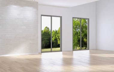 modern parlak iç mekan 3D resimleme