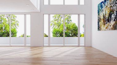 Modern parlak iç daire 3d render illüstrasyon