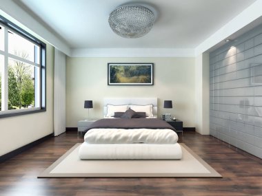 modern parlak iç mekan 3D resimleme